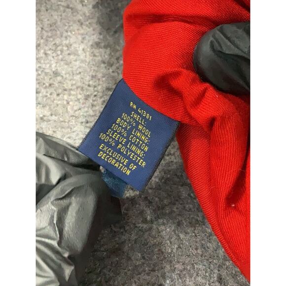 VTG Polo Ralph Lauren Black Wool Blazer Jacket Crest Military Logo Red M - Picture 4 of 4